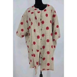 Magnolia Pearl Polka Dot Raw Edge Kimi Swing Coat Unique Statement Piece